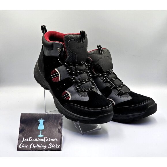 NWOB Lands End Men's Black & Red Fabric Suede Leather Hiking Boots Sz 11D 2704 - Picture 5 of 16